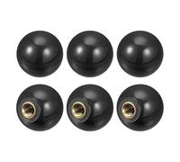 sourcing map 6Pcs Threaded Ball Knobs, M5 Female Thread Thermoset Ball Knob 0.78'' Dia Black Round Operation Ball Handles with Copper Insert for Machine Handle Tool Replacement