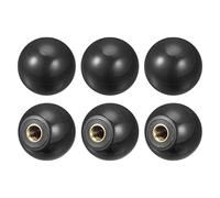 sourcing map 6Pcs Threaded Ball Knobs, M6 Female Thread Thermoset Ball Knob 0.98'' Dia Black Round Operation Ball Handles with Copper Insert for Machine Handle Tool Replacement