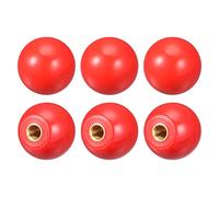 sourcing map 6Pcs Threaded Ball Knobs, M6 Female Thread Thermoset Ball Knob 0.98'' Dia Red Round Operation Ball Handles with Copper Insert for Machine Handle Tool Replacement