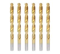 sourcing map 6pcs Titanium Twist Drill Bit 11/32" Drilling Dia High Speed Steel Drills for Hardened Metal, Stainless Steel, Cast Iron, Wood, Plastic