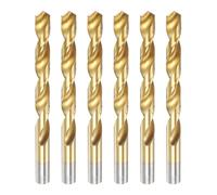 sourcing map 6pcs Titanium Twist Drill Bit 15/32" Drilling Dia High Speed Steel Drills for Hardened Metal, Stainless Steel, Cast Iron, Wood, Plastic