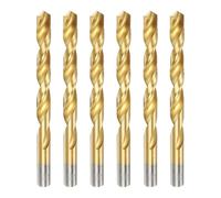 sourcing map 6pcs Titanium Twist Drill Bit 27/64" Drilling Dia High Speed Steel Drills for Hardened Metal, Stainless Steel, Cast Iron, Wood, Plastic
