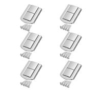 sourcing map 6pcs Toggle Catch Lock, 1.7" x 1.3" Hasp Lock Latch Mini Hasp Clasp with Mounting Screws for Jewelry Box Gift Box Wooden Cabinet, Silver