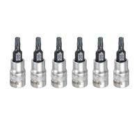 sourcing map 6Pcs Torx Bit Socket 1/4" Drive T20 S2 Steel Star Head Screwdriver Drill Bits CR-V Steel Socket Adapter for Home Auto Axle Hex Nuts Bolts Repair