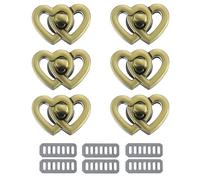 sourcing map 6Pcs Twist Turn Lock Clasp, 1.46" x 0.98" Closures Lock Fasteners for Purse Aluminum Alloy Double Heart Bag Closure Clip Hardware Accessories for DIY Handbag Craft, Bronze