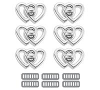sourcing map 6Pcs Twist Turn Lock Clasp, 1.46" x 0.98" Closures Lock Fasteners for Purse Aluminum Alloy Double Heart Bag Closure Clip Hardware Accessories for DIY Handbag Craft, Silver