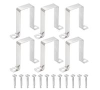 sourcing map 6Pcs U Shape Square Tube Clamp, 40x80mm U Shaped Bracket 304 Stainless Steel Square Strap Clamp with Phillips Head Self Drilling Screws for Pipes Door Closed Bar Holder Railings