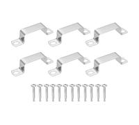 sourcing map 6Pcs U Shape Square Tube Clamp, 50x25mm U Shaped Bracket 304 Stainless Steel Square Strap Clamp with Phillips Head Self Drilling Screws for Pipes Door Closed Bar Holder Railings