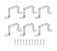 sourcing map 6Pcs U Shape Square Tube Clamp, 50x50mm U Shaped Bracket 304 Stainless Steel Square Strap Clamp with Phillips Head Self Drilling Screws for Pipes Door Closed Bar Holder Railings