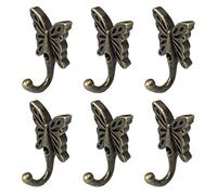 sourcing map 6pcs Wall Mounted Robe Hook Zinc Alloy Butterfly Shaped DIY Hooks Coat Towel Wall Clasp Bathroom Hanger with Screws Bronze Tone