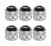sourcing map 6pcs Water Cooling Adapter G1/4" Thread to 14mm OD Hard Tubing Compression Fitting Copper Extender Fitting with Tighten O-Ring for Computer PC Water Cooling System, Silver
