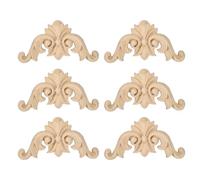 sourcing map 6Pcs Wood Carved Appliques, Unpainted Carving Decals for Bed Door Cabinet Dresser Wardrobe Furniture Decoration DIY (5x5cm/1.97x1.97)