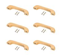 sourcing map 6Pcs Wood Drawer Pulls Handles, 96mm/3.8" Hole Spacing Bridge Shaped Beech Wood Cabinets Drawer Knobs Pull Handles for Kitchen Cabinets Furniture (Wooden, 117mm Length)
