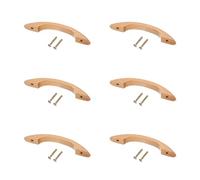 sourcing map 6Pcs Wood Drawer Pulls Handles, 96mm/3.8" Hole Spacing Bridge Shaped Beech Wooden Cabinets Drawer Knobs Pull Handles for Kitchen Cabinets Furniture (Wooden, 130mm Length)