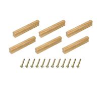 sourcing map 6Pcs Wood Drawer Pulls Handles with Screws Set 96mm/3.78" Hole Spacing Unfinished Beech Wood Cabinets Drawer Knobs Pull Handles for Kitchen Cabinets Dresser Furniture