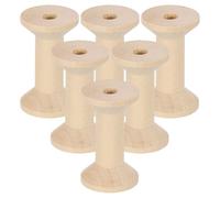 sourcing map 6Pcs Wooden Empty Spool, 1.4" x 2.4" Unfinished Wooden Spools Wire Weaving Bobbins Empty Thread Spools for Crafts DIY Art Embroidery Sewing Thread Twine, Wood Color