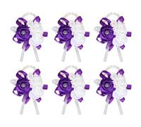sourcing map 6Pcs Wrist Corsage Artificial Flower Bracelets Rose Wrist Bride Groom Decorative for Wedding Ceremony Prom Party Anniversary Purple