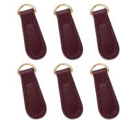 sourcing map 6pcs Zipper Pull, 1.57 Inch Leather Zip Puller Zipper Replacement Repair Kit Zipper Head Handle for Luggage Clothing Jackets Backpacks Boots, Wine Red