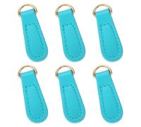 sourcing map 6pcs Zipper Pull, 1.57 Inch Leather Zip Puller Zipper Replacement Repair Kit Zipper Head Handle for Luggage Clothing Jackets Backpacks Boots, Sky Blue