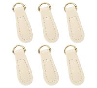 sourcing map 6pcs Zipper Pull, 1.57 Inch Leather Zip Puller Zipper Replacement Repair Kit Zipper Head Handle for Luggage Clothing Jackets Backpacks Boots, White