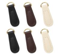 sourcing map 6pcs Zipper Pull, 1.57 Inch Leather Zip Puller Zipper Replacement Repair Kit Zipper Head Handle for Luggage Clothing Jackets Backpacks Boots, Black/Dark Brown/White
