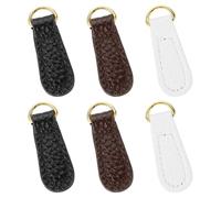 sourcing map 6pcs Zipper Pull, 1.57 Inch Litchi Leather Zip Puller Zipper Replacement Repair Kit Zipper Head Handle for Luggage Clothing Jackets Backpacks Boots, Black/White/Dark Brown