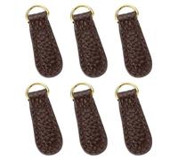 sourcing map 6pcs Zipper Pull, 1.57 Inch Litchi Leather Zip Puller Zipper Replacement Repair Kit Zipper Head Handle for Luggage Clothing Jackets Backpacks Boots, Dark Brown