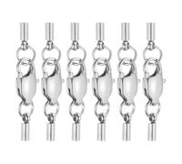 sourcing map 6Set 1.5mm Leather Cord End Caps with Lobster Claw Clasps Connector, Stainless Steel Cord Ends Barrel Terminators for Jewelry Making DIY Crafts Necklace Bracelets, Silver