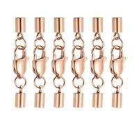 sourcing map 6Set 3mm Leather Cord End Caps with Lobster Claw Clasps Connector, Stainless Steel Cord Ends Barrel Terminators for Jewelry Making DIY Crafts Necklace Bracelets, Rose Gold