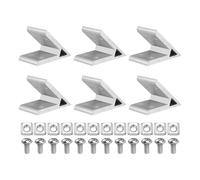 sourcing map 6Set 45 Degree Angle Corner Brackets, 2040 Series Aluminum Extrusion Profile Accessories, Corner Brace Joint Connectors with Mounting Screws and Nuts, Silver