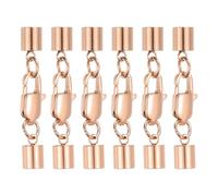 sourcing map 6Set 5mm Leather Cord End Caps with Lobster Claw Clasps Connector, Stainless Steel Cord Ends Barrel Terminators for Jewelry Making DIY Crafts Necklace Bracelets, Rose Gold