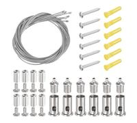 sourcing map 6Set Ceiling Hanging Wire Cable Kit, 3.3ft Top Adjust Adjustable Hanging Wire Rope Suspension with Slotted Mount Screw Kit for Pendant Chandelier Ceiling LED Panel Light, Chrome