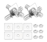 sourcing map 6Set M5x30mm Fully Threaded Rod, 304 Stainless Steel Threaded Rods Bar Studs Right Hand Threads with Nut Square Washer for Structural Anchoring Fastening Screw