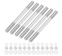 sourcing map 6Set M5x70mm Double Ended Stud Screws, 304 Stainless Steel Dual Threaded Rod Bar Bolts Studs with Nut Washer for House Maintenance Structural Anchoring Fastening Screw