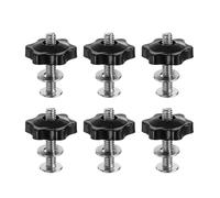 sourcing map 6Set T Track Bolts Knob Kit 1/4-20 x 2-1/2" Threaded Bolts 1.26 Dia 1/4" Hex Hand Nut Clamping Knob with Washer for Woodworking Jigs and Fixtures, Black Silver