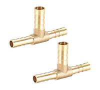 sourcing map 6x8x6mm Brass Hose Reducer Tee Barb Fitting 3 Way | 2pcs T-Shaped Barbed Connector Air Water Fuel Gas