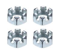 sourcing map 7/16"-20 Hexagon Slotted Nut, Grade 6.8 Zinc-Plated Carbon Steel Hex Nuts Good for Machinery Repairing, Silver, 4Pcs