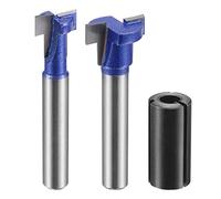 sourcing map 7/16" 5/8" Diameter Keyhole Router Bit Set 1/4" Shank with 1/2" to 1/4" Router Collet Adapter, Carbide Tipped Wood Milling T-Slot Cutter