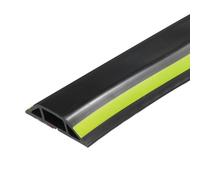 sourcing map 7.9ft Floor Cord Cover PVC Cable Protector 0.55"Wx0.27"H Cable Management Black Yellow Line