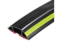 sourcing map 7.9ft Floor Cord Cover PVC Cable Protector 0.8"W x 0.4"H Cable Management Black Yellow Line