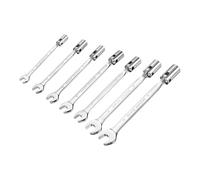 sourcing map 7 Pcs 10mm-19mm Swivel Head Socket Combination Spanner Wrench CR-V Steel Rotary Torx Socket Head Open End Wrenches Spanner Mirror Polishing for Auto Car Repairing