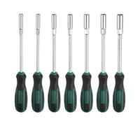 sourcing map 7 Pcs Metric Nut Driver 5mm/6mm/7mm/8mm/9mm/10mm/11mm CR-V Non-Magnetic Tip Hollow Shafts Hex Socket Screwdriver with Anti-Slip Handle for Automobile Repair Bit Driver, Green/Black