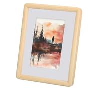 sourcing map 7 x 9 Natural Wood Photo Frames, Wood Finish Picture Frame Composite Wood Frame with Real Glass for Desktop Display Wall Mounting, Pine Wood Color
