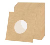 sourcing map 7"x7" Vinyl Record Inner Paper Sleeves, 20 Pcs 110GSM Anti Static Kraft Paper Vinyl Record Jackets Center Hole with Poly Lined for LP Albums Storage Protection Covers (Brown)