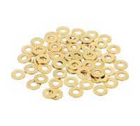 sourcing map 70 Pack Brass Flat Washer, M4 Copper Washers Crush Washer Kit Assortment, 4mm ID, 9mm OD, 1mm Thick for Bolts Screws Machinery Repair, Outdoor Construction