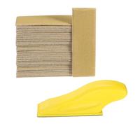 sourcing map 70 Pcs Detail Sander Paper 150 Grit 3.5" x 1.2" Micro Hand Sanding Papers Sheets Wet Dry Sandpapers with Sanding Block Tool for Wood Furniture Crafts Woodworking