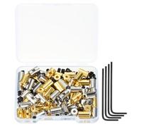 sourcing map 70 Pcs Metal Locking Pin Backs, Locking Pin Keepers Clasp 9mm(H) with 4 Wrench Replacement in Storage Case for Badge, Brooch, Silver, Gold Tone