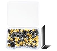 sourcing map 70 Pcs Metal Locking Pin Backs, Locking Pin Keepers Locking Clasp 5mm(H) with 4 Wrench Replacement in Storage Case for Badge, Brooch, Black, Gold Tone