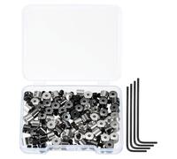 sourcing map 70 Pcs Metal Locking Pin Backs, Locking Pin Keepers Locking Clasp 5mm(H) with 4 Wrench Replacement in Storage Case for Badge, Brooch, Black, Silver Tone