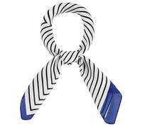 sourcing map 70cm Women Stripe Print Square Scarves Kerchief Neck Scarf Neckerchief Headband White Blue 70 * 70cm/ 27.56 * 27.56 inches(L*W)